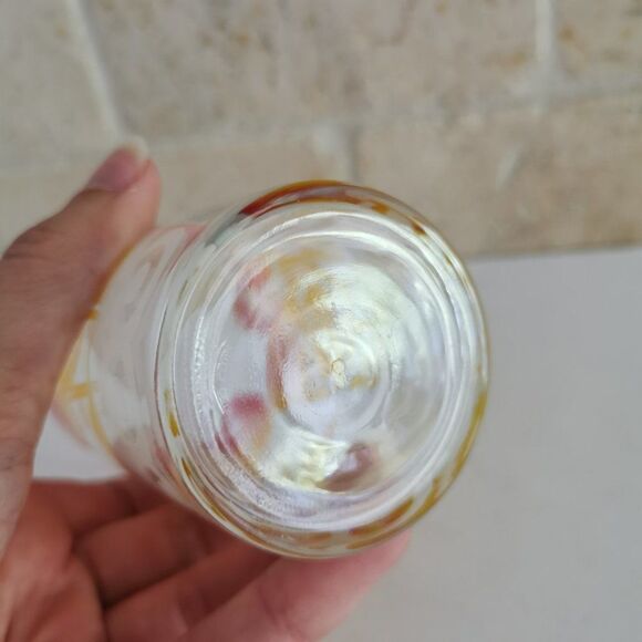 Vintage Pansies Drinking Glass, Red Yellow Collectible Juice Glass - Picture 6 of 7